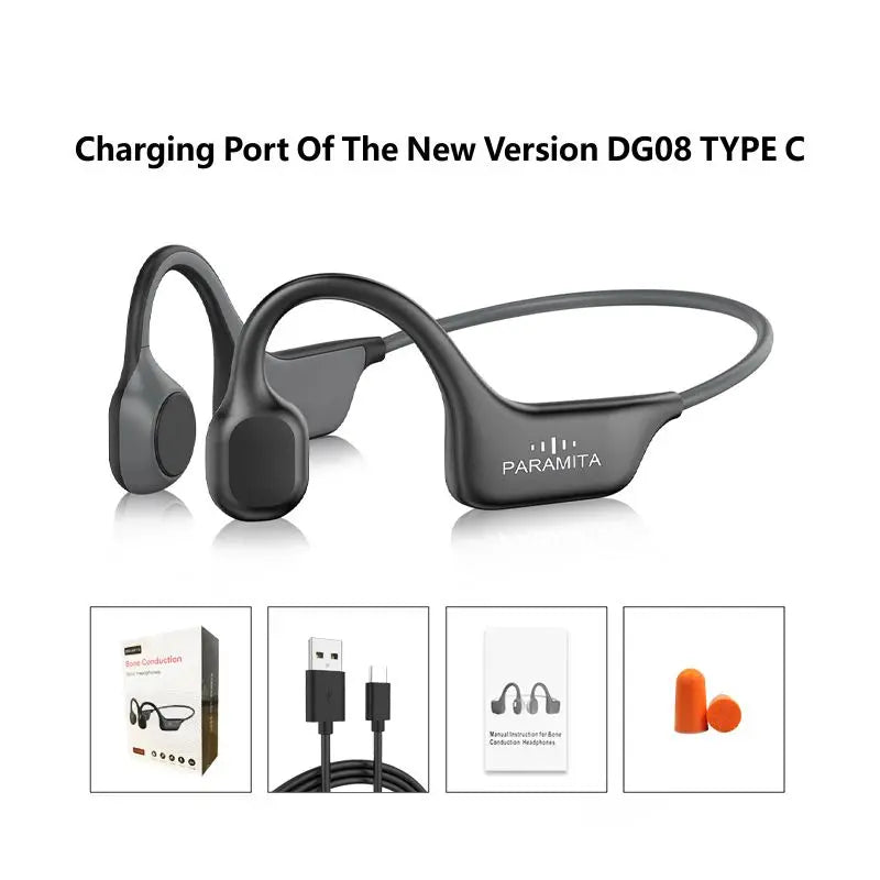 PARAMITA Real Bone Conduction Headphones Bluetooth Wireless Earphones Waterproof Sports Headset with Mic for Workouts Running