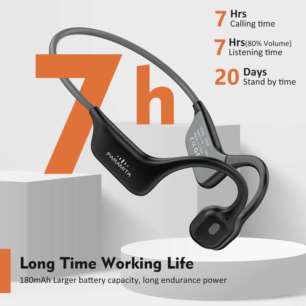 PARAMITA Real Bone Conduction Headphones Bluetooth Wireless Earphones Waterproof Sports Headset with Mic for Workouts Running