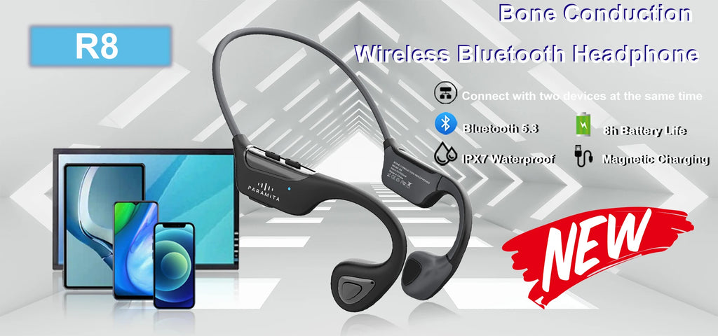 PARAMITA Real Bone Conduction Headphones Bluetooth Wireless Earphones Waterproof Sports Headset with Mic for Workouts Running