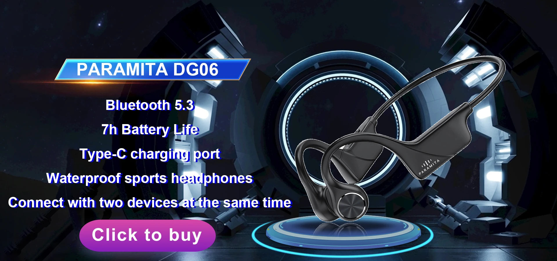 PARAMITA Real Bone Conduction Headphones Bluetooth Wireless Earphones Waterproof Sports Headset with Mic for Workouts Running