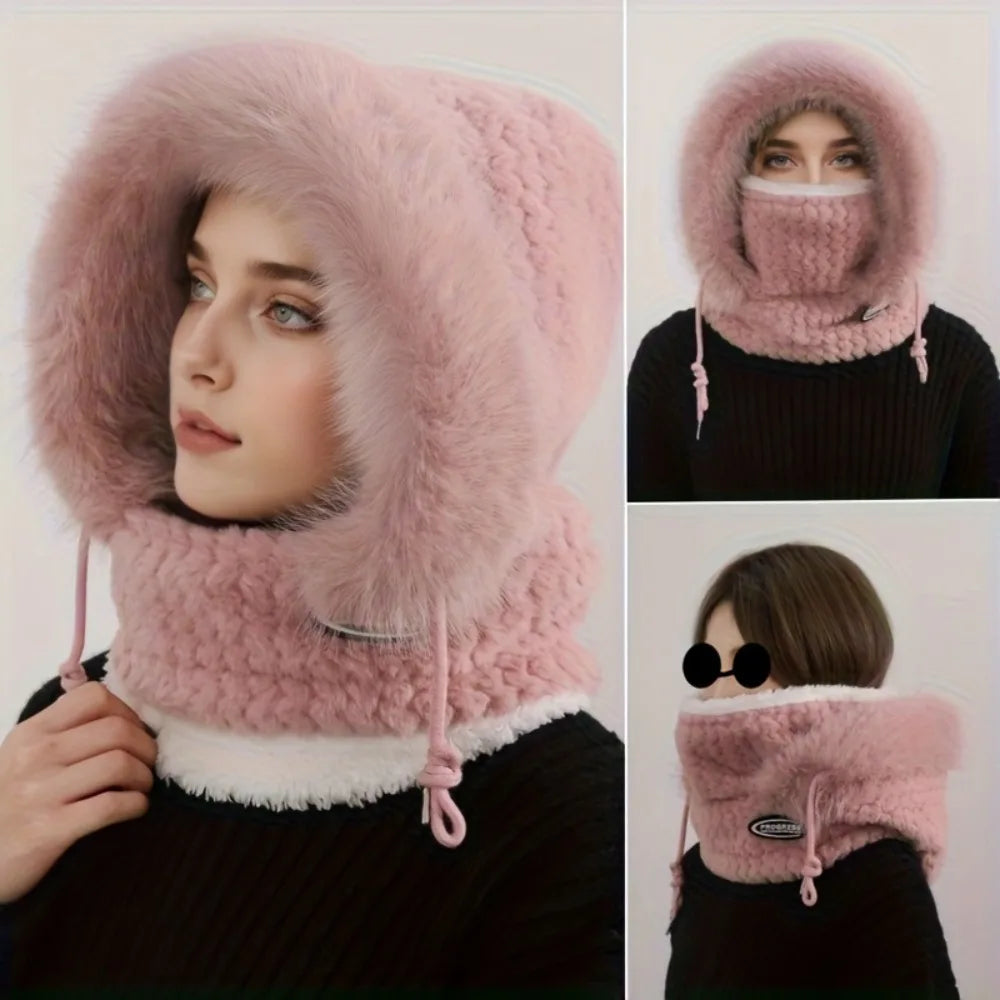 Winter Hat Scarf Mask Balaclava for Cold Weather Windproof Riding Cycling Fleece Ear Protection Warm Headwear Face Cover Outdoor